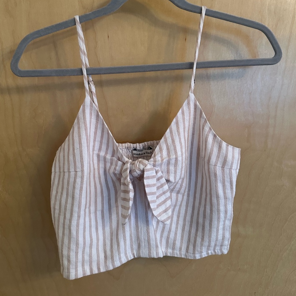 Abercrombie & Fitch Cream Tie Front Crop Camisole
